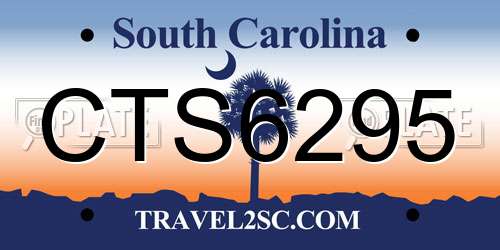 CTS6295 South Carolina License Plate