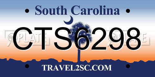 CTS6298 South Carolina License Plate