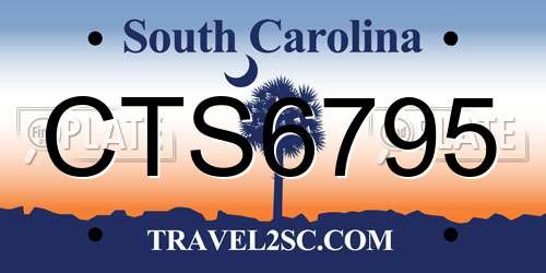 CTS6795 South Carolina License Plate