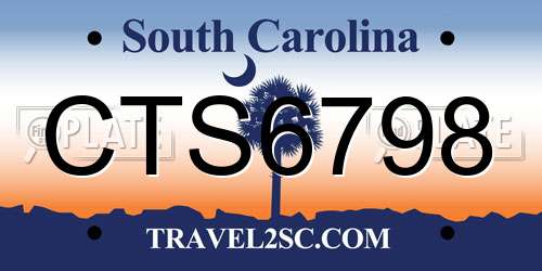 CTS6798 South Carolina License Plate