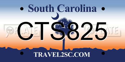 CTS825 South Carolina License Plate