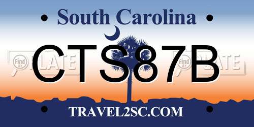 CTS87B South Carolina License Plate