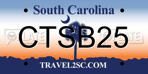 CTSB25 South Carolina License Plate