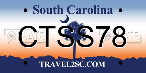CTSS78 South Carolina License Plate