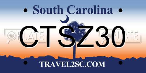 CTSZ30 South Carolina License Plate