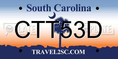 CTT53D South Carolina License Plate