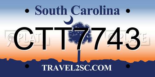CTT7743 South Carolina License Plate