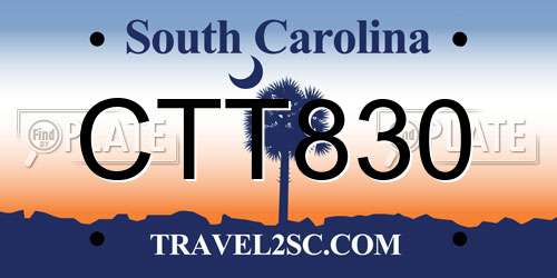 CTT830 South Carolina License Plate