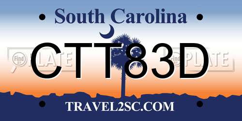 CTT83D South Carolina License Plate
