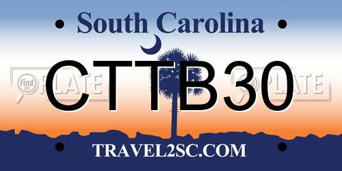 CTTB30 South Carolina License Plate