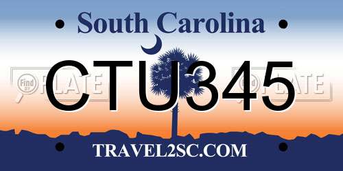 CTU345 South Carolina License Plate