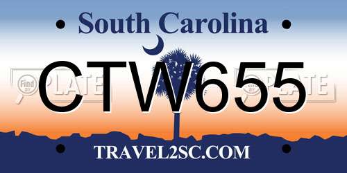 CTW655 South Carolina License Plate