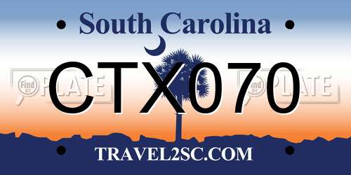 CTX070 South Carolina License Plate