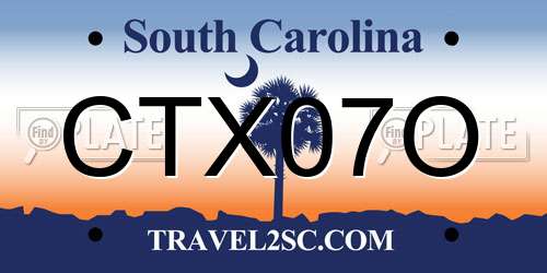 CTX07O South Carolina License Plate
