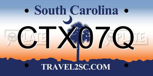 CTX07Q South Carolina License Plate