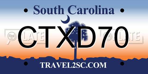 CTXD70 South Carolina License Plate