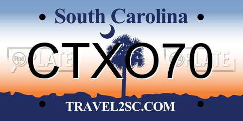 CTXO70 South Carolina License Plate