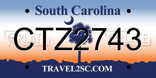 CTZ2743 South Carolina License Plate