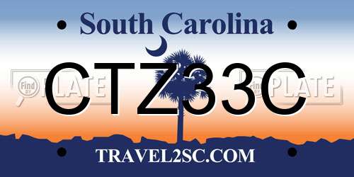 CTZ33C South Carolina License Plate