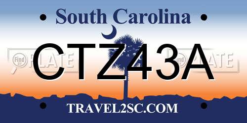 CTZ43A South Carolina License Plate