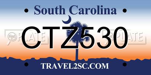 CTZ530 South Carolina License Plate