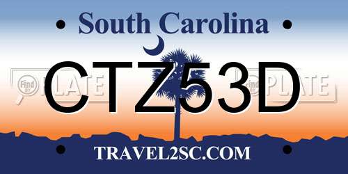 CTZ53D South Carolina License Plate
