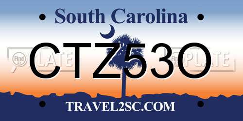 CTZ53O South Carolina License Plate