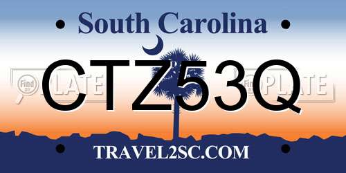 CTZ53Q South Carolina License Plate