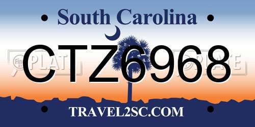 CTZ6968 South Carolina License Plate