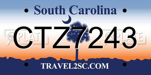 CTZ7243 South Carolina License Plate