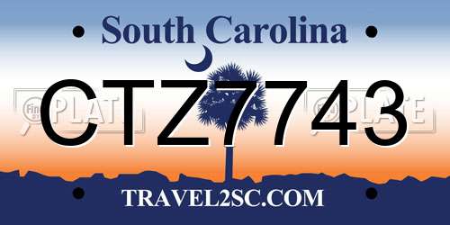 CTZ7743 South Carolina License Plate
