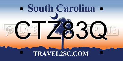 CTZ83Q South Carolina License Plate