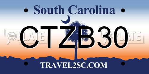CTZB30 South Carolina License Plate
