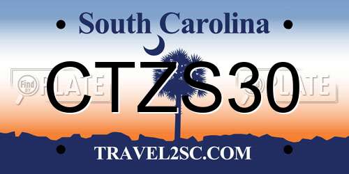 CTZS30 South Carolina License Plate