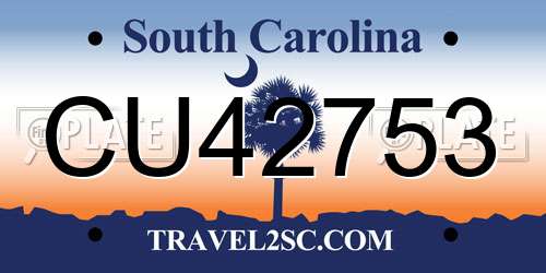 CU42753 South Carolina License Plate