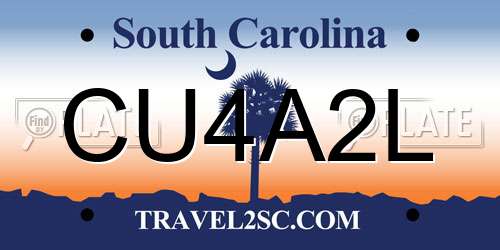 CU4A2L South Carolina License Plate