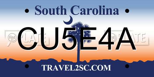 CU5E4A South Carolina License Plate
