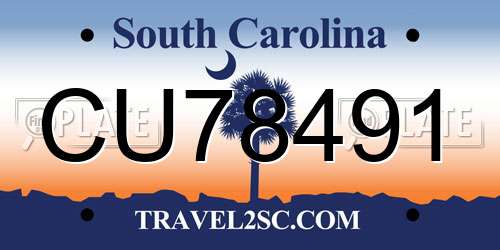 CU78491 South Carolina License Plate