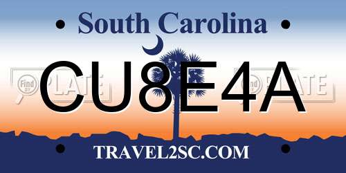CU8E4A South Carolina License Plate