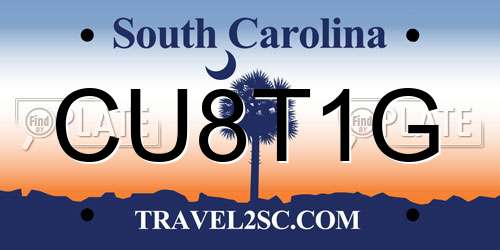 CU8T1G South Carolina License Plate