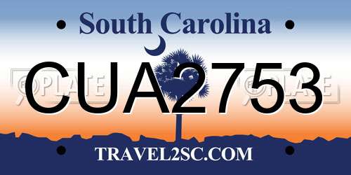 CUA2753 South Carolina License Plate