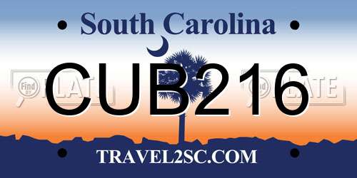 CUB216 South Carolina License Plate