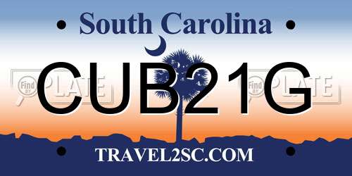 CUB21G South Carolina License Plate