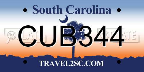 CUB344 South Carolina License Plate