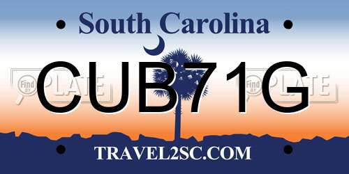 CUB71G South Carolina License Plate