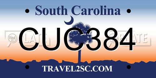 CUC384 South Carolina License Plate