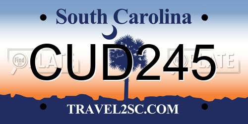 CUD245 South Carolina License Plate