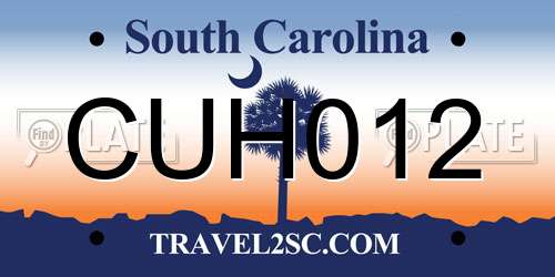 CUH012 South Carolina License Plate