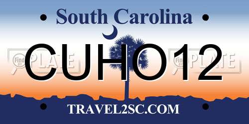 CUHO12 South Carolina License Plate