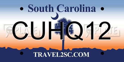 CUHQ12 South Carolina License Plate